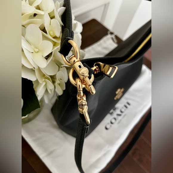 Coach Black Laurel Shoulder Bag Soft Pebble Leather Gold Hardware Two Straps 🖤 - Picture 4 of 12